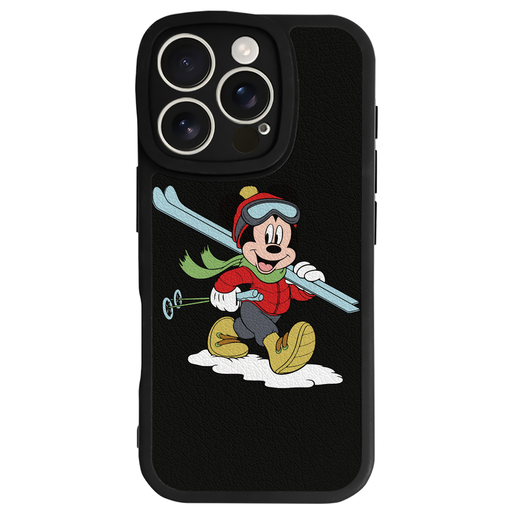 （画像用） ミッキーマウス Mickey Mouse 【iPhone 16シリーズ対応】シリコンスマホケース（レザー調） 材質：シリコン